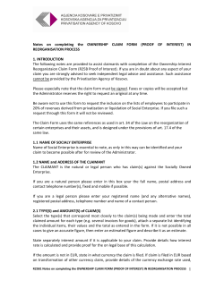 Notes on completing the OWNERSHIP CLAIM FORM (PROOF OF