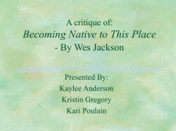 A critique of: Becoming Native to This Place