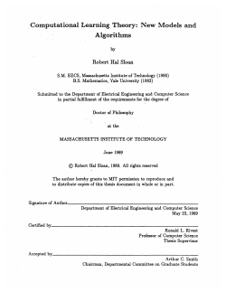 Computational Learning Theory: New Models