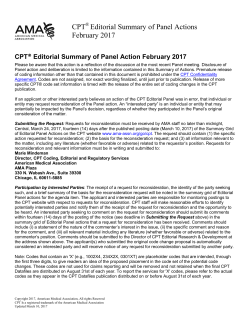 CPT Editorial Summary of Panel Actions February 2017