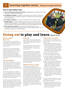 Going out to play and learn Marjorie Ouvry