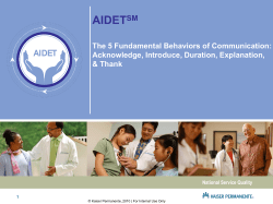 Writing your own AIDET SM National Service Quality