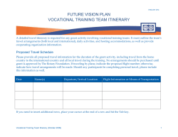 Global Grants Vocational Training Team Itinerary