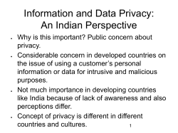 Information and Data Privacy: An Indian Perspective
