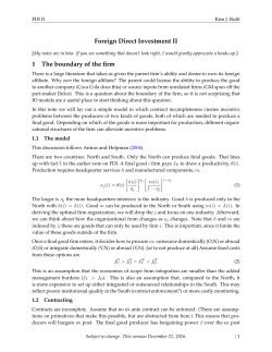 Foreign Direct Investment II 1 The boundary of the firm