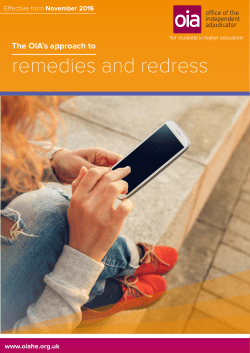 remedies and redress - Office of the Independent Adjudicator