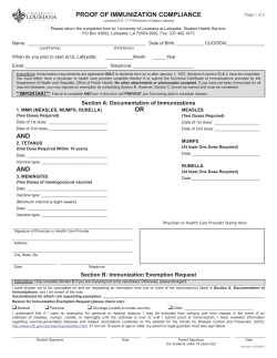 Proof of Immunization Compliance Form