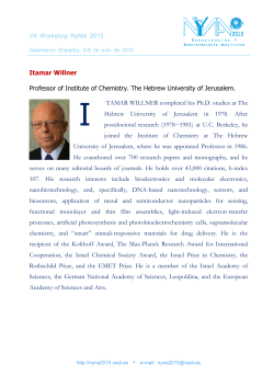 Itamar Willner Professor of Institute of Chemistry. The Hebrew