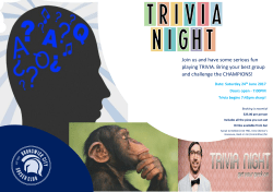 Join us and have some serious fun playing TRIVIA. Bring your best