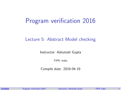 Program verification 2016 Lecture 5: Abstract Model checking