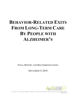 Behavior Problems - West Virginia Partnership for Elder Living