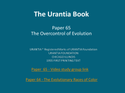 The Overcontrol of Evolution - Atlanta Urantia Study Group