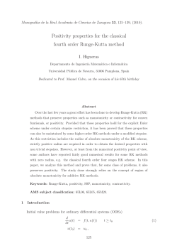 Positivity properties for the classical fourth order Runge