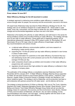 Press release 16 June 2017 Water Efficiency Strategy
