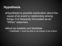 Hypothesis - TeacherWeb