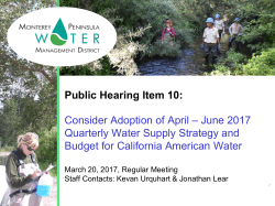 Public Hearing Item 10: Consider Adoption of April &ndash; June 2017