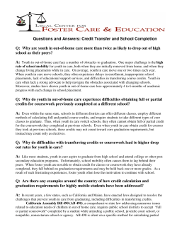 Questions and Answers: Credit Transfer and School Completion Q