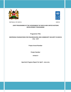 REPUBLIC OF KENYA Kenya JOINT PROGRAMME OF THE
