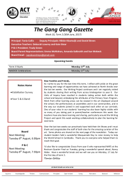 Newsletter - North Ainslie Primary School