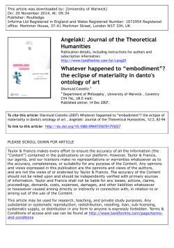 Angelaki: Journal of the Theoretical Humanities Whatever happened
