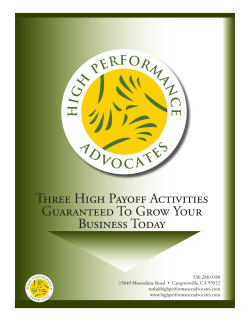High Payoff Activities - High Performance Advocates