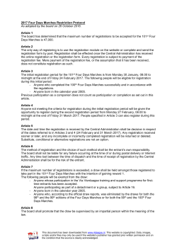 2017 Four Days Marches Restriction Protocol As
