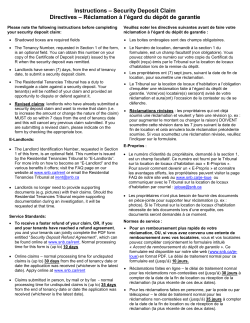 Instructions &ndash; Security Deposit Claim Directives &ndash; R&eacute;clamation &agrave; l