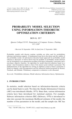 probability model selection using information-theoretic