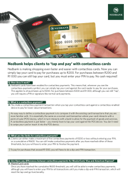 Nedbank helps clients to `tap and pay` with contactless cards