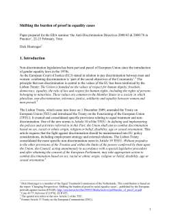 Shifting the burden of proof in equality cases