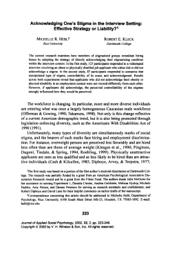 Acknowledging One`s Stigma in the Interview Setting