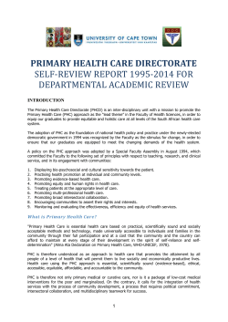 PHC Self-Review Report 1995-2014 for Departmental Academic