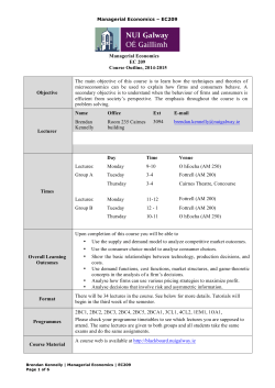 Managerial Economics EC 209 Course Outline, 2014