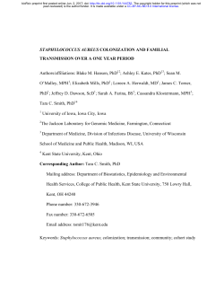 Staphylococcus aureus Colonization And Familial