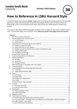 How to Reference in LSBU Harvard Style 30