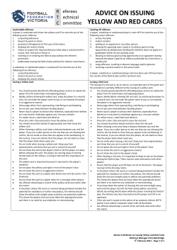 ADVICE ON ISSUING YELLOW AND RED CARDS