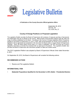 County of Orange Positions on Proposed Legislation