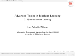 Advanced Topics in Machine Learning - 2. Hyperparameter