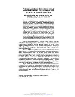 the high achieving sioux indian child: some preliminary findings from