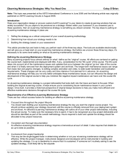 Elearning Maintenance Strategies: Why You Need One Coley O`Brien