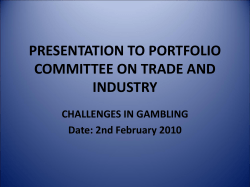 PRESENTATION TO PORTFOLIO COMMITTEE ON TRADE AND