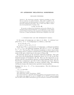 ON APERIODIC RELATIONAL MORPHISMS 1. Introduction and the
