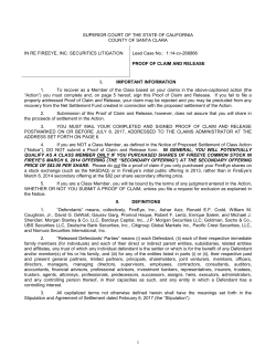 Proof of Claim Form - FireEye, Inc. Securities Litigation