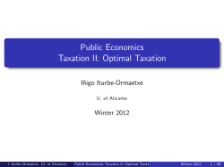 Public Economics Taxation II: Optimal Taxation