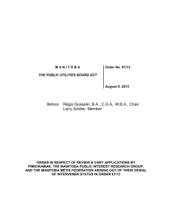 4.2.0 MPIRG`s Application to Review and Vary .................................... 14