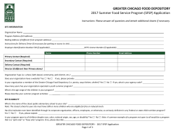 (SFSP) Application - Greater Chicago Food Depository