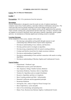 CUMBERLAND COUNTY COLLEGE Course: MA 111 Discrete
