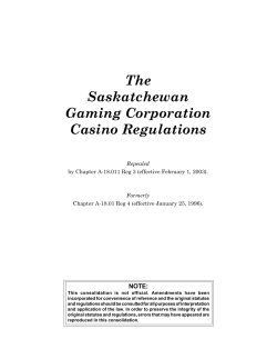 Saskatchewan Gaming Corporation Casino Regulations (Repealed)