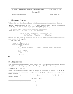 Lecture 8-9 1 Shearer`s Lemma 2 Applications