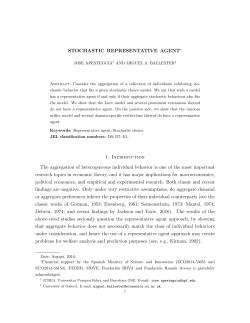 STOCHASTIC REPRESENTATIVE AGENT&lowast; 1